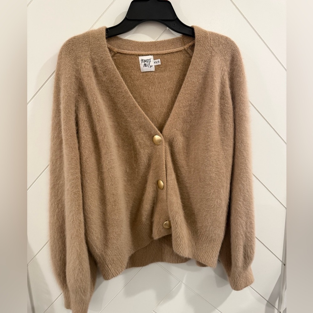 Princess Polly Cozy Brown Tan Cardigan Sweater, XS/S Pristine Like New - Picture 5 of 7